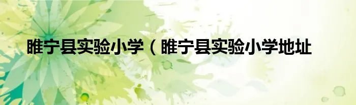 睢宁县实验小学(睢宁县实验小学地址