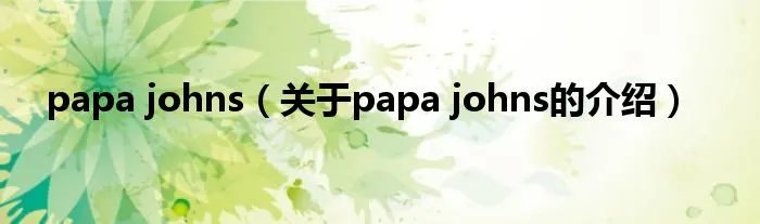 papa johns（关于papa johns的介绍）
