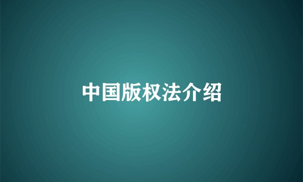 中国版权法介绍