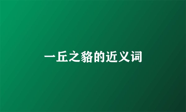 一丘之貉的近义词