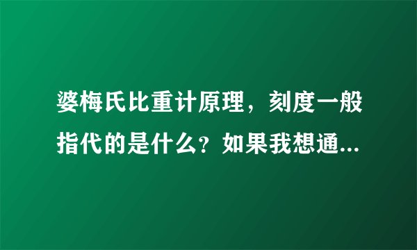 婆梅氏比重计原理,刻度一般指代的是什么?如果我想通过勾兑水改变想要的刻度该如何做?