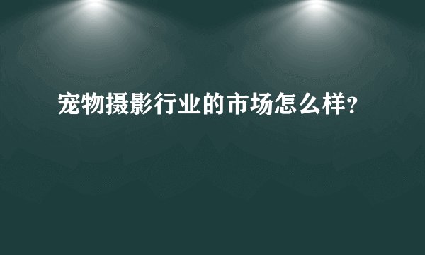 宠物摄影行业的市场怎么样？