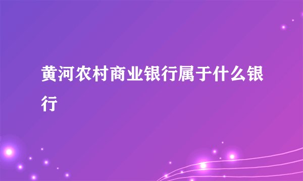 黄河农村商业银行属于什么银行