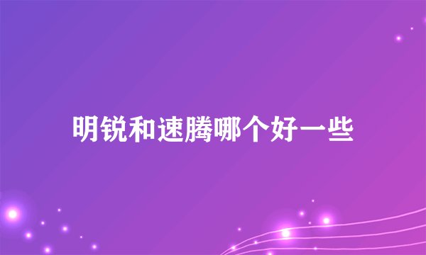 明锐和速腾哪个好一些