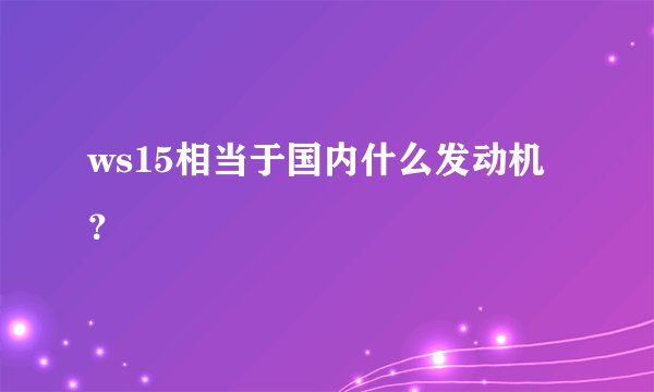 ws15相当于国内什么发动机？