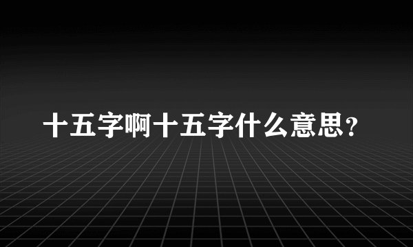 十五字啊十五字什么意思?