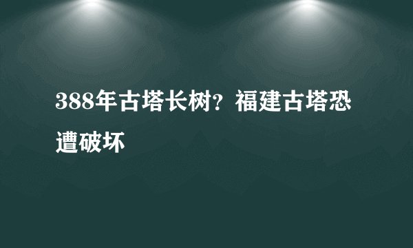 388年古塔长树？福建古塔恐遭破坏