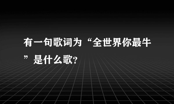 有一句歌词为“全世界你最牛”是什么歌？