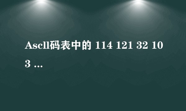 Ascll码表中的 114 121 32 103 1是什么意思?