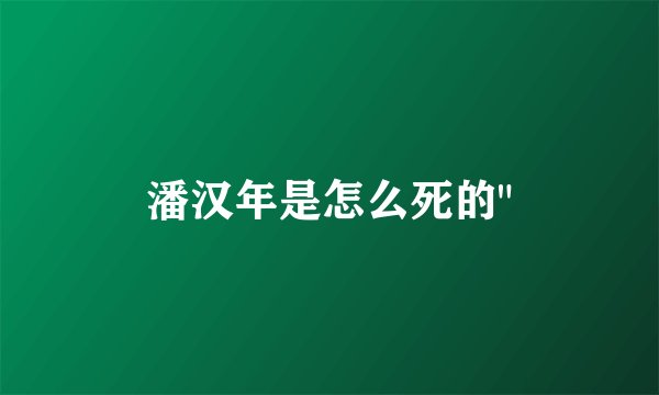 潘汉年是怎么死的