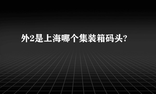 外2是上海哪个集装箱码头?