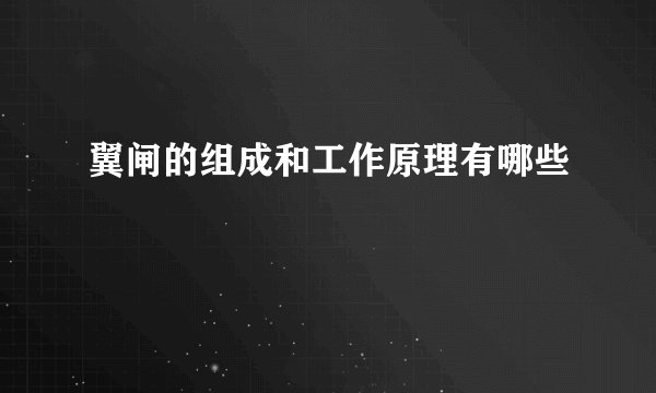 翼闸的组成和工作原理有哪些