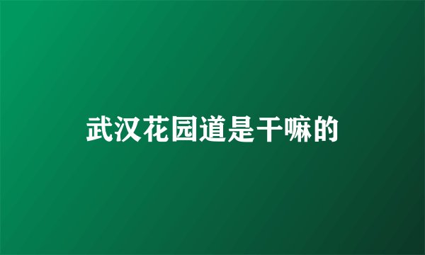 武汉花园道是干嘛的