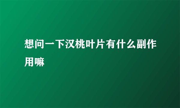 想问一下汉桃叶片有什么副作用嘛