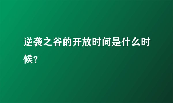逆袭之谷的开放时间是什么时候？