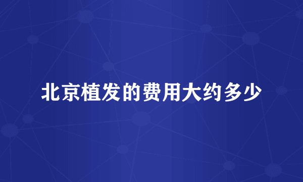 北京植发的费用大约多少