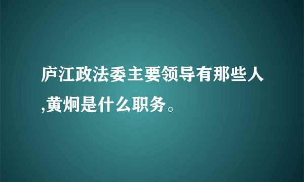 庐江政法委主要领导有那些人,黄炯是什么职务。
