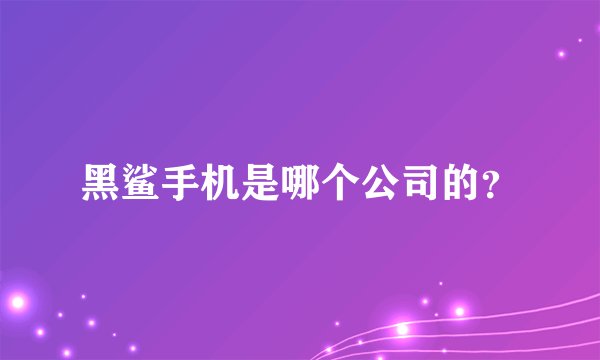 黑鲨手机是哪个公司的？
