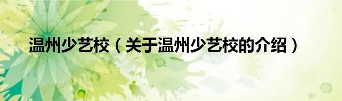 温州少艺校（关于温州少艺校的介绍）
