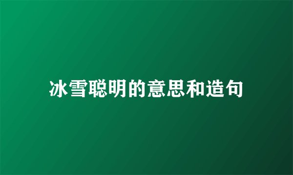 冰雪聪明的意思和造句