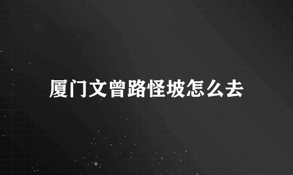 厦门文曾路怪坡怎么去