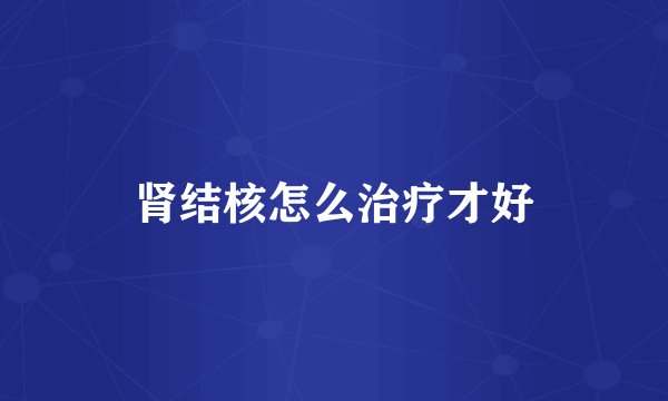 肾结核怎么治疗才好