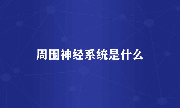 周围神经系统是什么