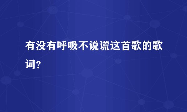 有没有呼吸不说谎这首歌的歌词?