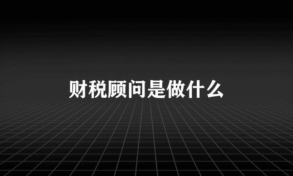 财税顾问是做什么