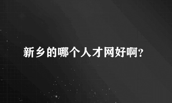 新乡的哪个人才网好啊?