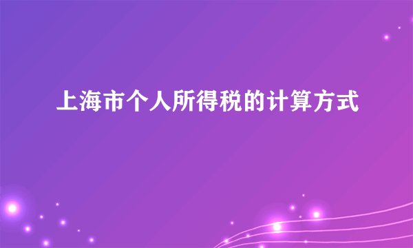 上海市个人所得税的计算方式