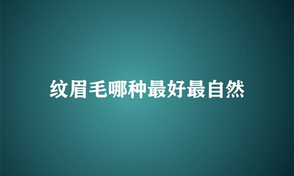 纹眉毛哪种最好最自然