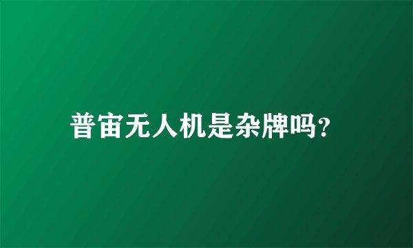 普宙无人机是杂牌吗？