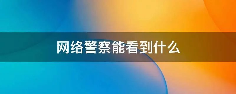 网络警察能看到什么
