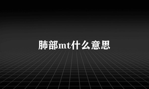 肺部mt什么意思