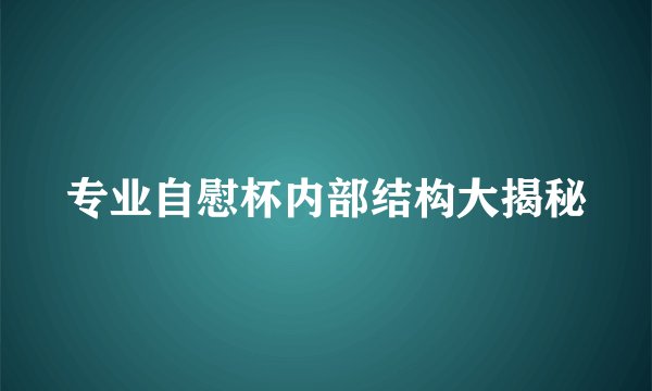 专业自慰杯内部结构大揭秘