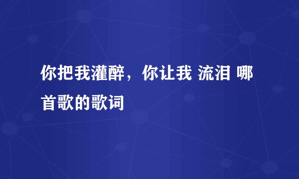 你把我灌醉，你让我 流泪 哪首歌的歌词