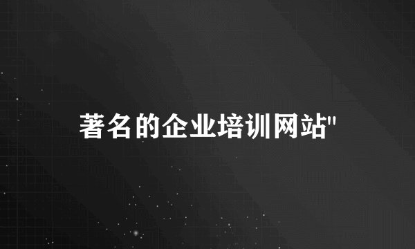 著名的企业培训网站