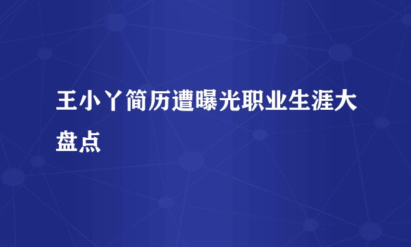 王小丫简历遭曝光职业生涯大盘点
