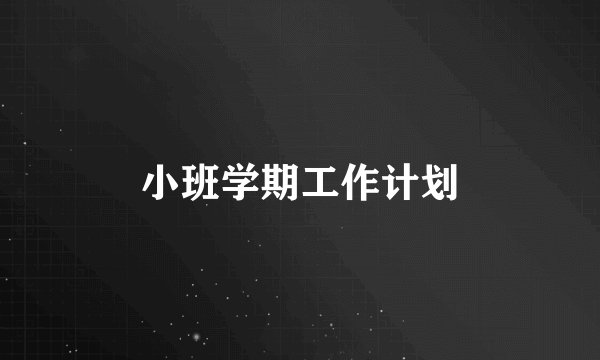 小班学期工作计划