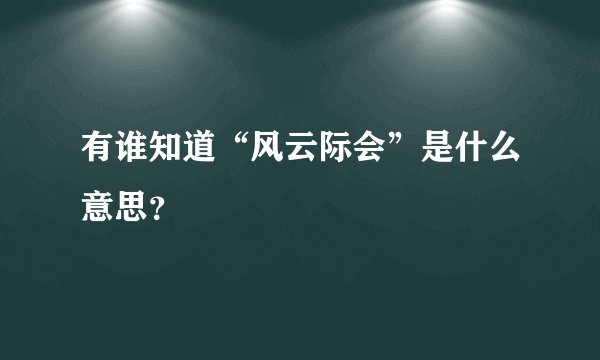 有谁知道“风云际会”是什么意思？