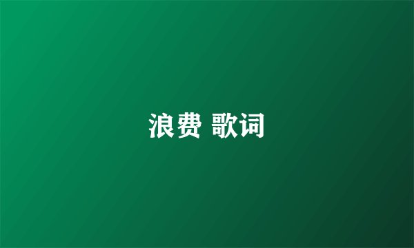 浪费 歌词
