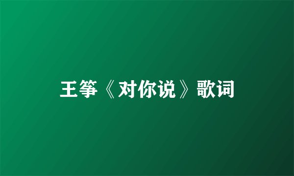 王筝《对你说》歌词