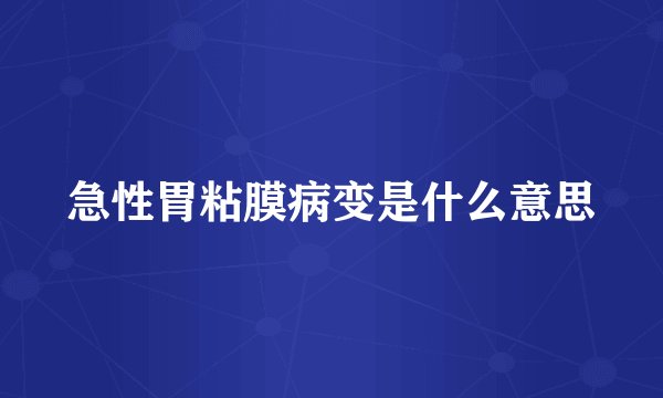 急性胃粘膜病变是什么意思