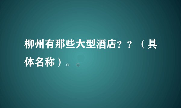 柳州有那些大型酒店??(具体名称)。。