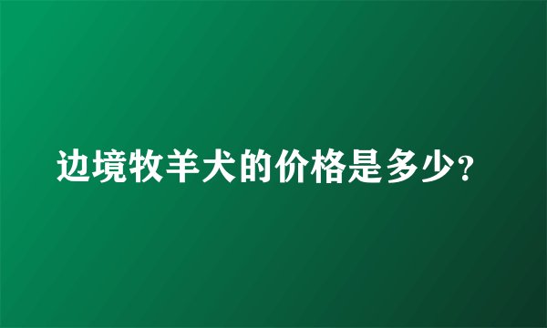 边境牧羊犬的价格是多少？