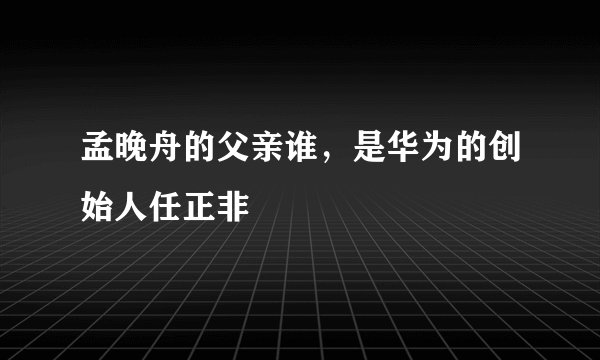 孟晚舟的父亲谁,是华为的创始人任正非