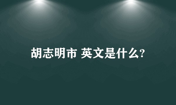 胡志明市 英文是什么?