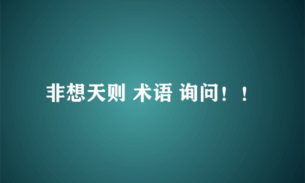 非想天则 术语 询问！！