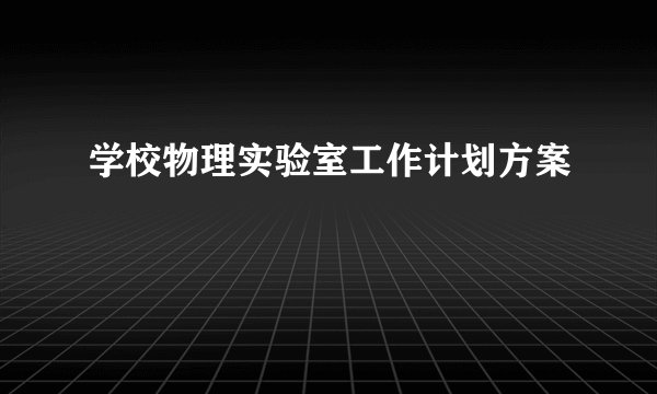 学校物理实验室工作计划方案